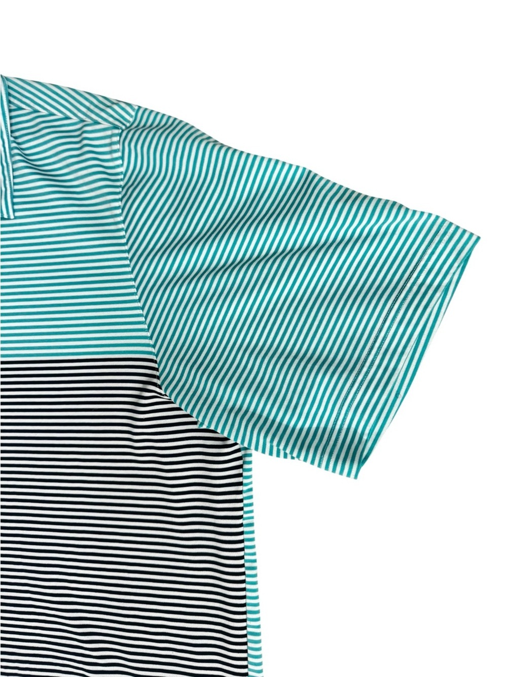 Ashworth Men’s Aqua & Navy Striped Golf Polo Shirt, L - Picture 3 of 8
